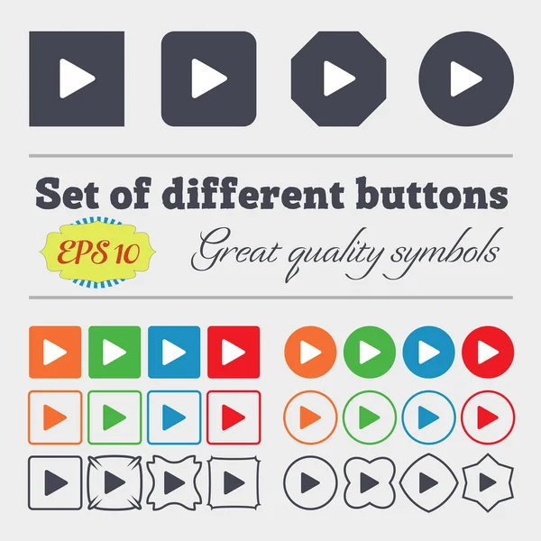 Play Icon Sign Gran Conjunto Botones Coloridos Diversos Alta Calidad —  Fotos de Stock