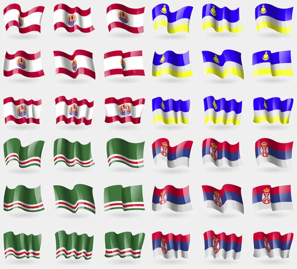 Polinesia Francesa Buriatia República Chechena Ichkeria Serbia Conjunto Banderas Los — Foto de Stock
