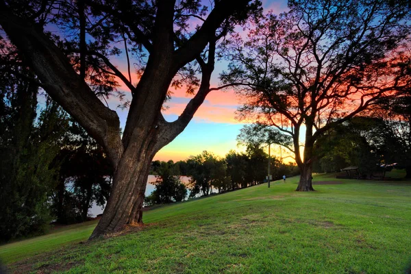 Hermosa Puesta Sol Emu Plains Junto Río Nepean Penrith Exposición —  Fotos de Stock