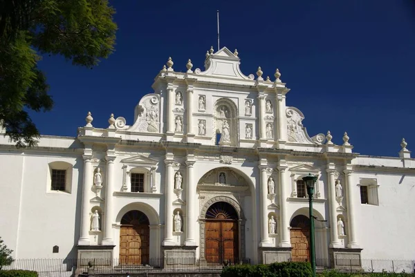 Cathedal Стародавньому Колоніальному Місті Антигуа Гватемалі Центральна Америка — стокове фото