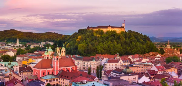 Panorama Capital Eslovena Liubliana Atardecer Eslovenia Europa — Foto de Stock