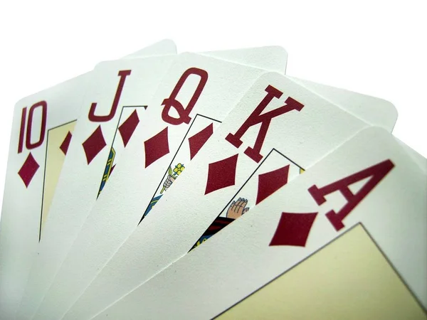 Poker Hand Diamonds Royal Flush Close — Stock Photo, Image