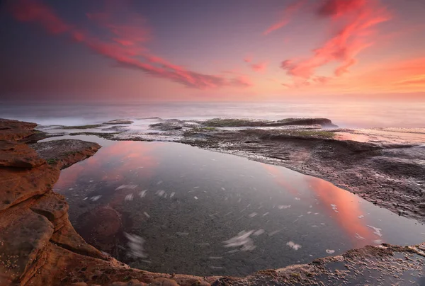 Matahari Terbit Dari Pantai Coogee Sydney Australia Dengan Gerakan Dalam — Stok Foto