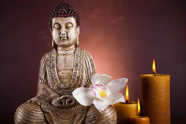 Статуя Будды Яркие Цвета Естественный Тон — стоковое фото