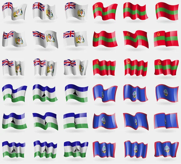 British Antarctic Territory Transnistria Lesothe Guam Conjunto Banderas Los Países — Foto de Stock