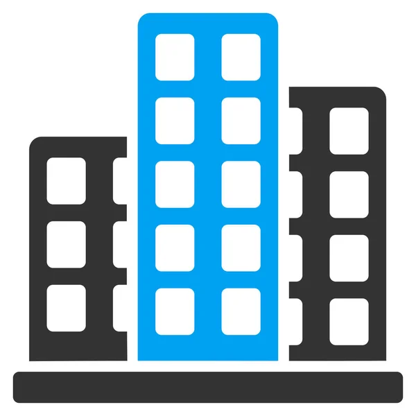 City Icon Commerce Set Glyph Style Bicolor Flat Symbol Blue — Stock Photo, Image