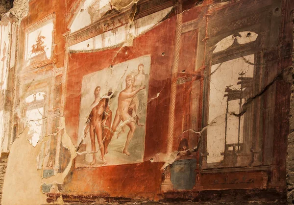 Romeinse Fresco Onder Ruïnes Van Herculaneum — Stockfoto