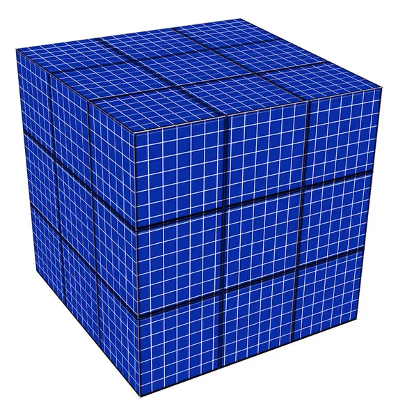 Grade Azul Forma Geométrica Cubo — Fotografia de Stock