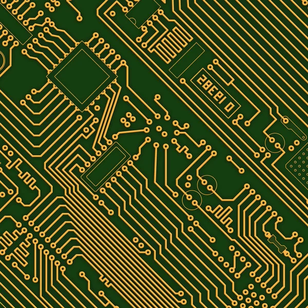 Endüstriyel Elektronik Teknoloji Altın Yeşil Renkli — Stok fotoğraf