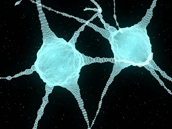 뉴런의 그림입니다 어두운 배경에 빛나는 일러스트 — 스톡 사진