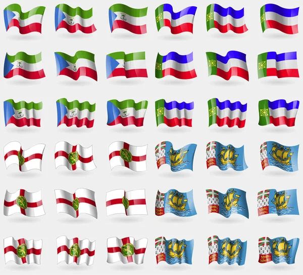 Guinea Ecuatorial Khakassia Alderney San Pedro Miquelón Conjunto Banderas Los — Foto de Stock