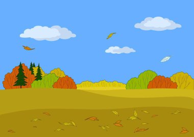 Autumn landscape with the blue sky and various forest clipart
