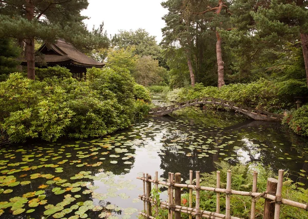 Utsmyckade Bron Japansk Trädgård — Stockfoto