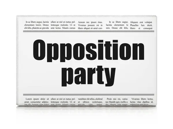 Concepto Político Titular Del Periódico Partido Oposición Sobre Fondo Blanco — Foto de Stock