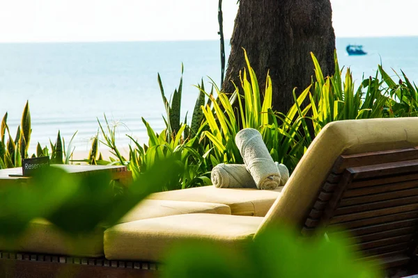 Chairs Umbrella Stunning Tropical Beach Hua Hin Thailand — Stock Photo, Image