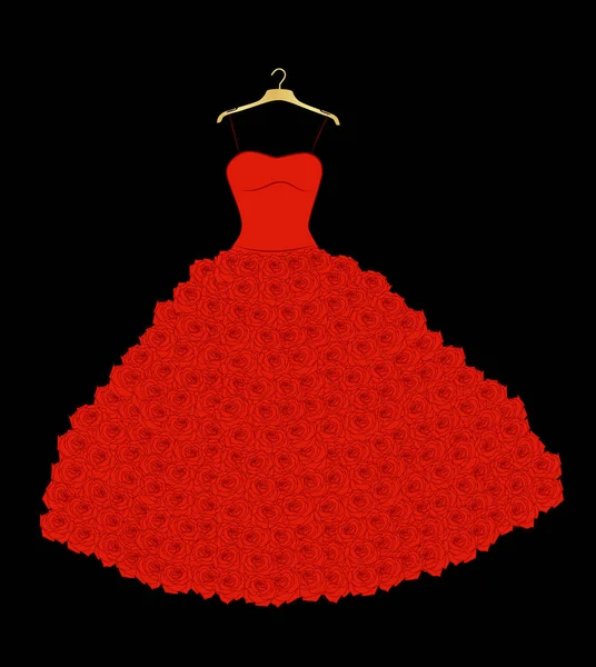 Red Wedding Dress Roses Hanger — Stock Photo, Image