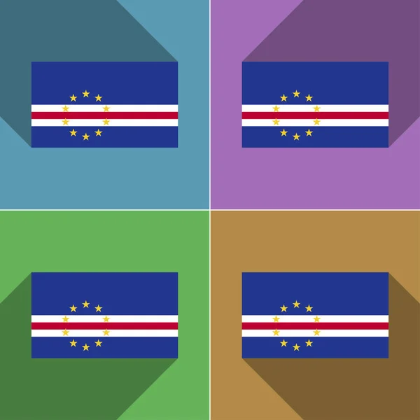 Banderas Cabo Verde Conjunto Colores Diseño Plano Largas Sombras Ilustración — Foto de Stock