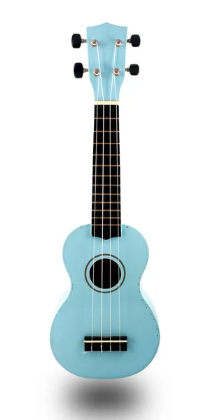 Ukulele Guitarra Azul Cor Fundo Branco — Fotografia de Stock