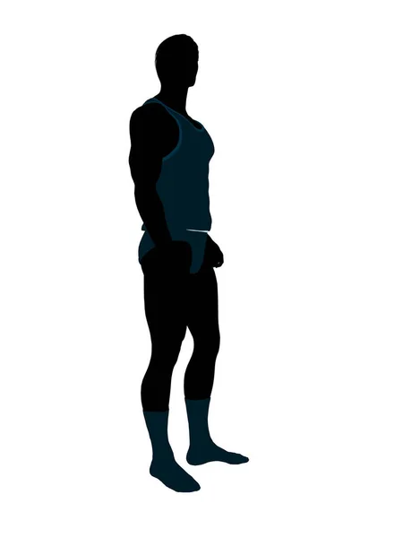 Manliga Modellen Bär Underkläder Illustration Silhouette Vit Bakgrund — Stockfoto