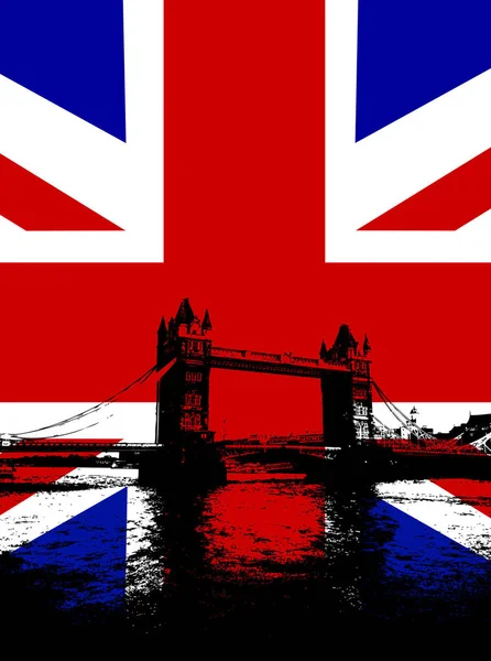 Тауерський Міст Лондоні Прапором Великобританії — стокове фото