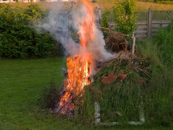 Burning Weed Garden Flame Fire — Stock Photo, Image