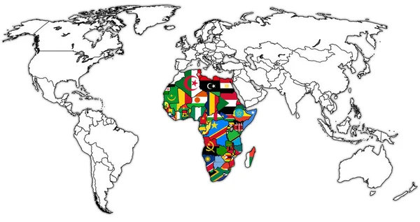 非洲联盟与国界的世界地图 — 图库照片