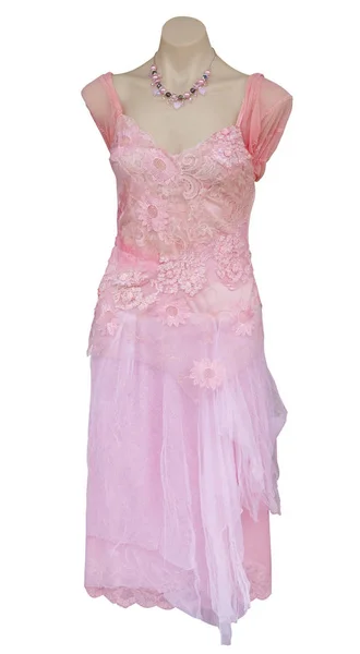 Rosa Abendkleid Isoliert Mit Clipping Pfad — Stockfoto