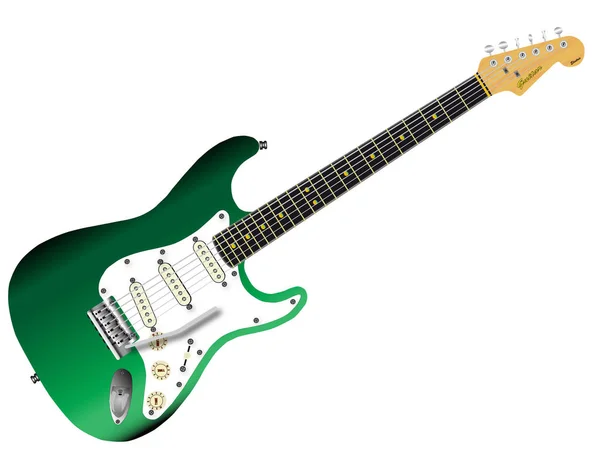 Yeşil Beyaz Bitti Izole Bir Geleneksel Solid Gövde Elektro Gitar — Stok fotoğraf