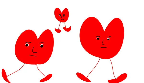 Three Red Hearts White Background — Stock Photo, Image