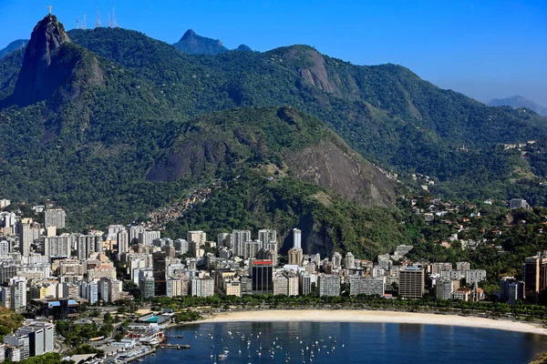 Sugar Loaf Rio Janeiro Brezilya Dan Botafogo Havadan Görünümü — Stok fotoğraf