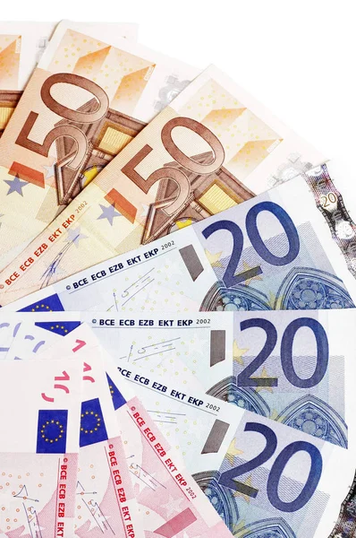 Букет Банкнот Евро Качестве Опции Фокусируйтесь Евро Внизу Справа — стоковое фото