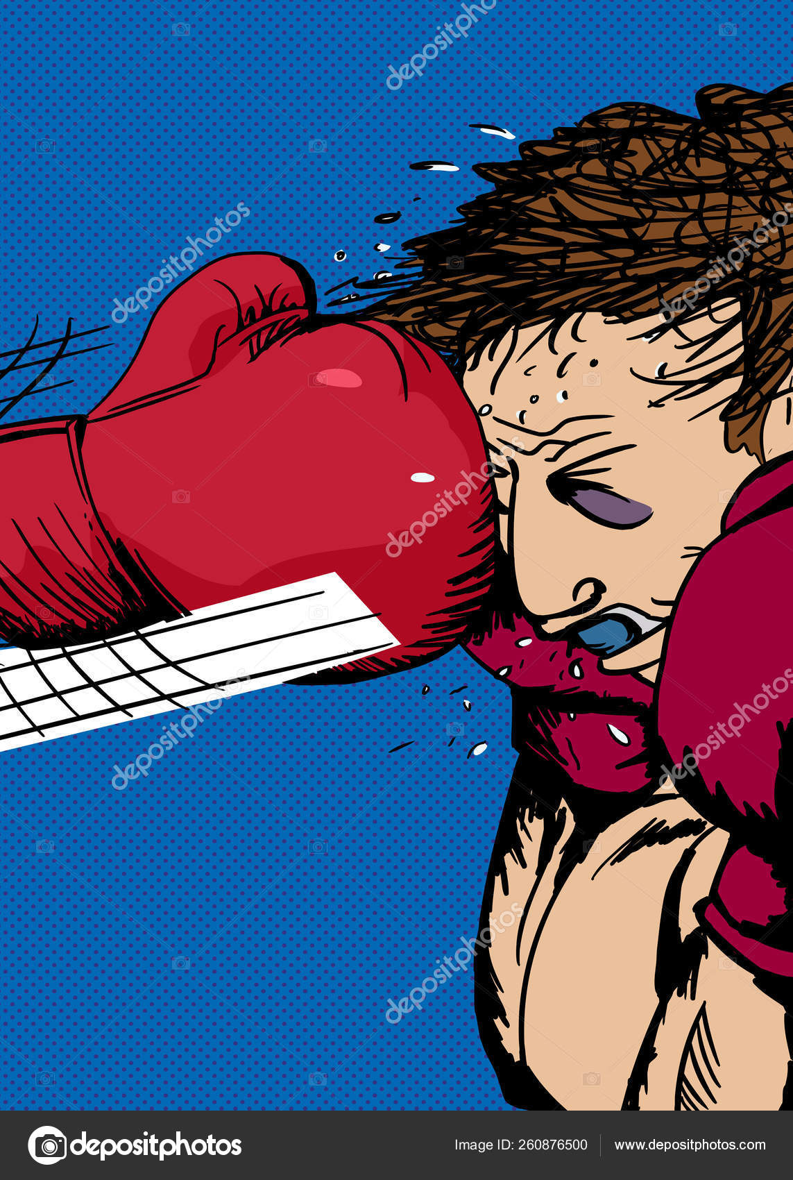 Action Illustration Bruised Boxer Hit Glove Stock Illustration by  ©YAYImages #260876500