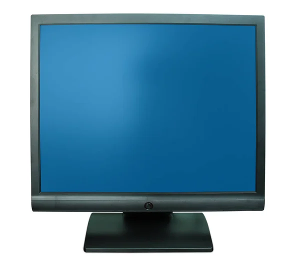 Computer Monitor Blauw Een Witte Achtergrond — Stockfoto