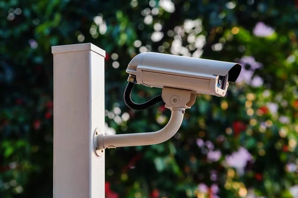 Witte Cctv Camera Kijken Voor Beveiliging Uur — Stockfoto