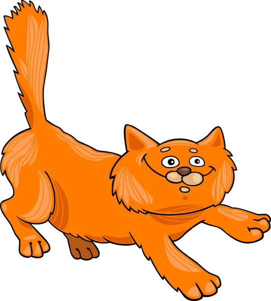 Cartoon Illustration Kör Röd Fluffig Katt — Stockfoto