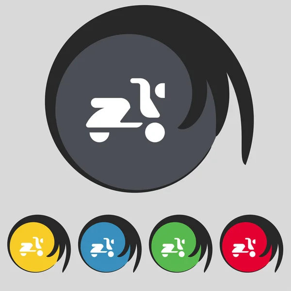 Scooter Bike Icon Sign Symbol Five Colored Buttons Illustration — Stock Photo, Image