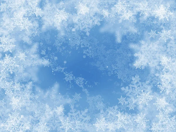Μπλε Χειμωνιάτικο Φόντο Χιονονιφάδες Και Rime — Φωτογραφία Αρχείου