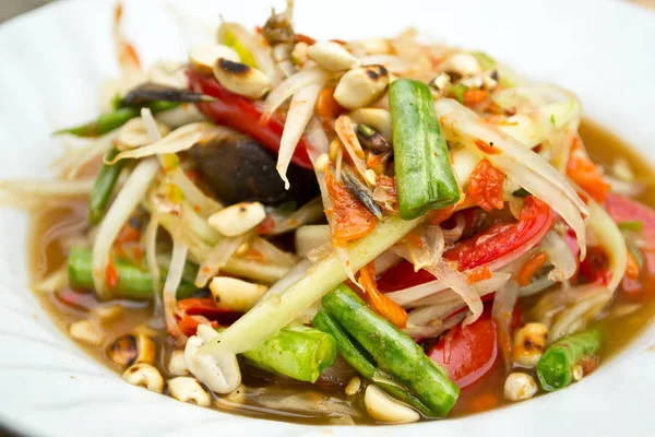 Salada Mamão Verde Comida Tailandesa — Fotografia de Stock