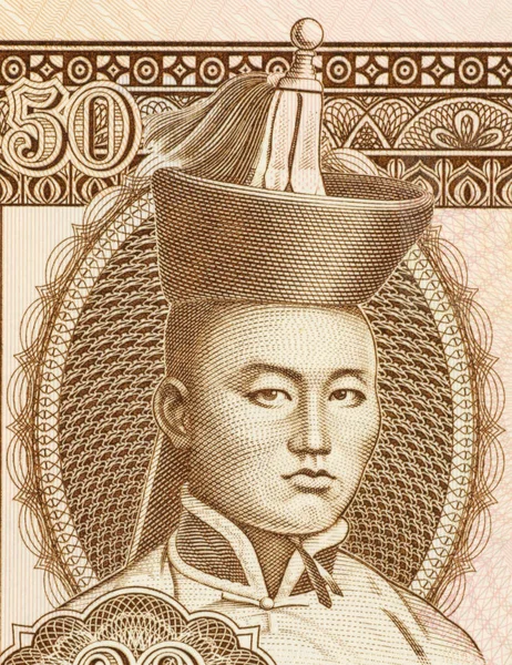 Damdin Sukhbaatar Tugrik 2000 Billete Mongolia Líder Militar Héroe Revolucionario — Foto de Stock