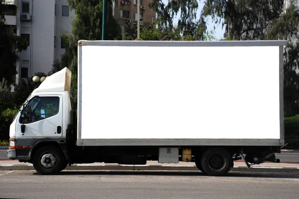 A Blank white Sign on a white truck