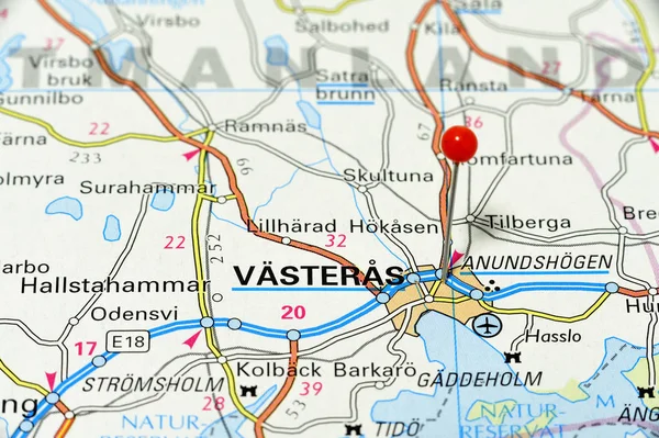 Closeup Map Vsters Vsters City Sweden Geographic City Map — Stock Photo, Image