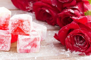 Delicious Turkish Delight with rose flower taste clipart