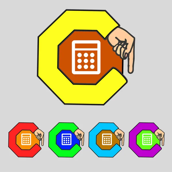 Icône Signe Calculatrice Symbole Comptabilité Définir Des Boutons Colorés Illustration — Photo