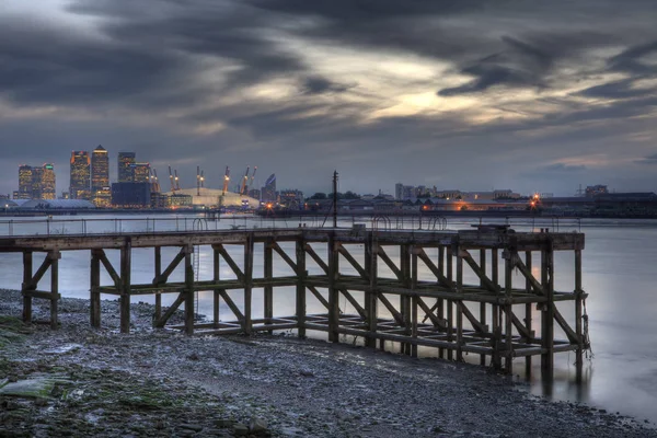 Vue Tamise Vers Canary Wharf Arena Millennium Dome Depuis Woolwich — Photo