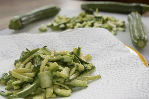 Freír Palitos Calabacín Para Sazonar Pasta — Foto de Stock