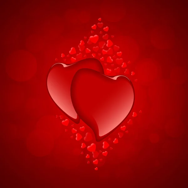 Dois Corações Vermelhos Fundo Cartão Dia Dos Namorados — Fotografia de Stock