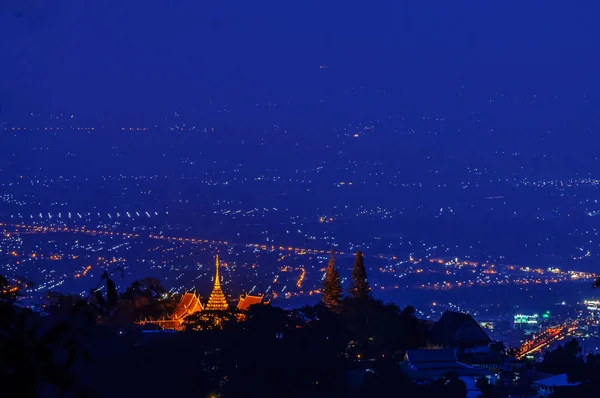 Chiang Mai Paysage Lumière Nuit Doi Suthep Thaïlande — Photo