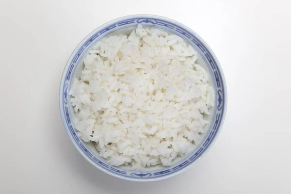 Tigela Arroz Branco Isolada Branco — Fotografia de Stock