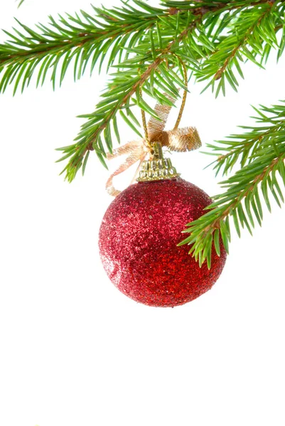 Kerstboom Ornamenten Witte Achtergrond — Stockfoto