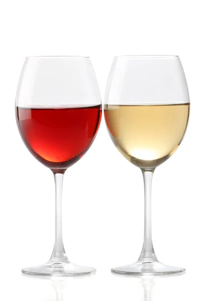 Twee Glazen Wijn Een Met Rood Andere Met Witte — Stockfoto